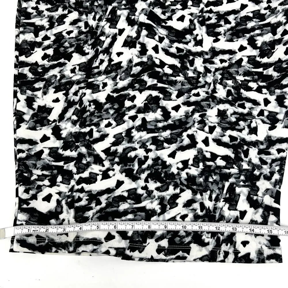 Carmen Marc Valvo Womens Pencil Skirt Abstract Black White Brushstroke Size L